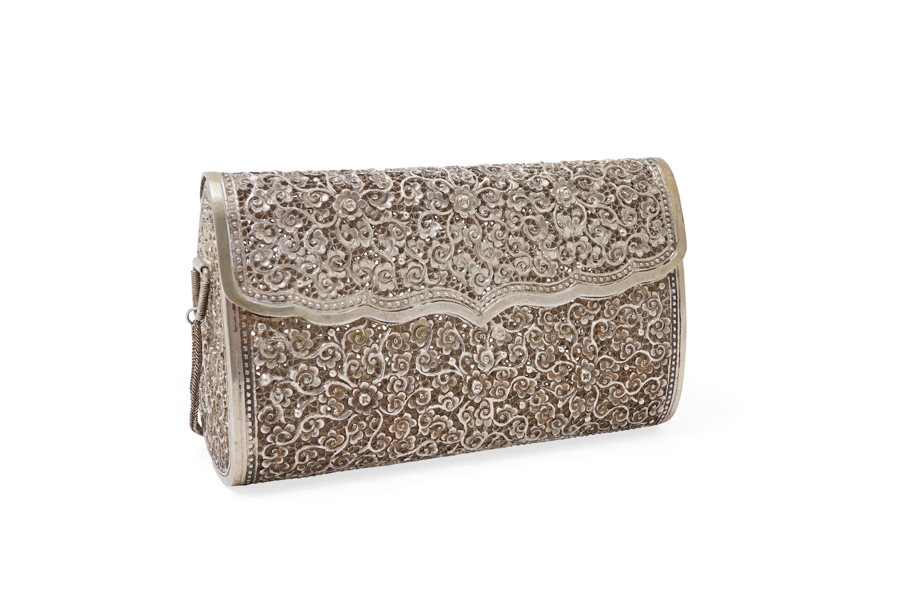 A white metal purse, China/Hong Kong, 20th century